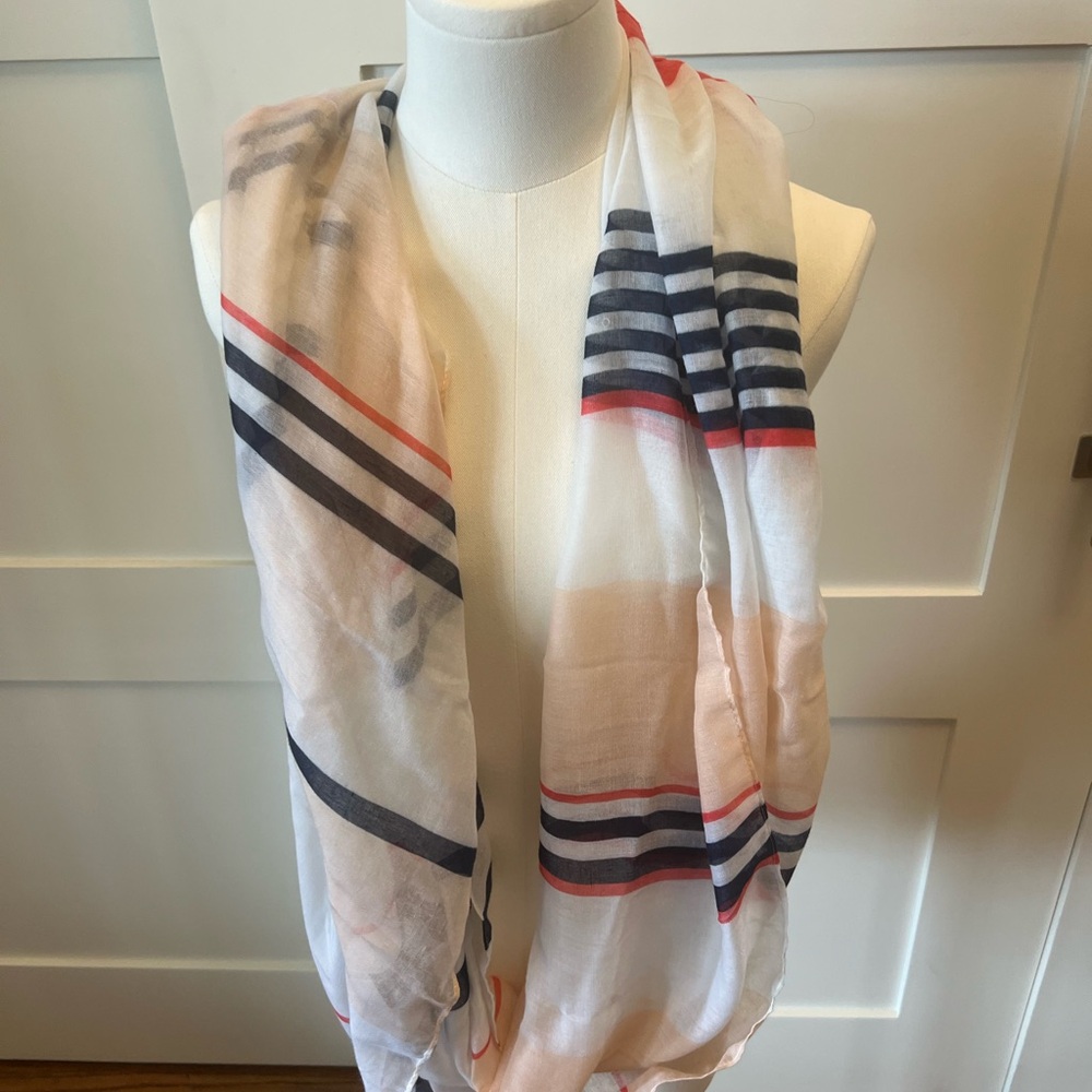 West Loop Red and Navy Striped Scarf - Picture 2 of 4